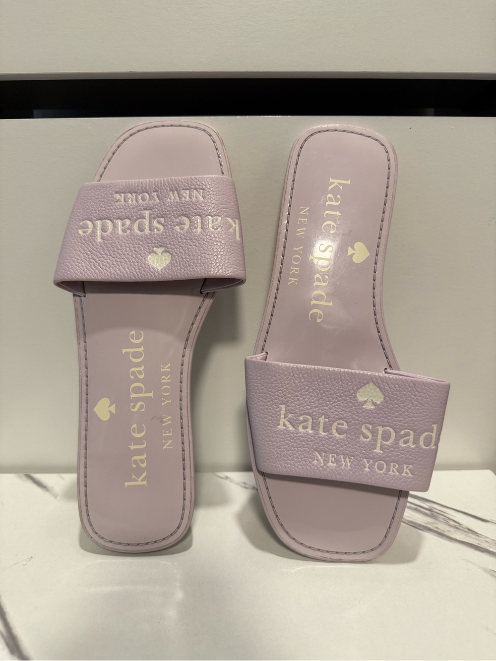 kate spade Lavender Logo Slide Sandals
